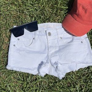white denim shorts